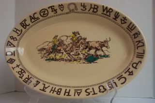 Vtg.  True West Westward Ho Rodeo Goldthwaite China 15 - 1/2 " Serving Platter