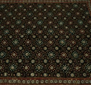 HEAVY Vintage Sari 100 Pure Georgette Silk Hand Beaded Craft Saree Fabric Black 3