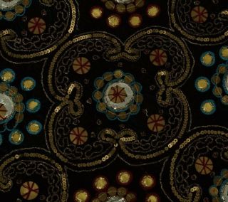 HEAVY Vintage Sari 100 Pure Georgette Silk Hand Beaded Craft Saree Fabric Black 6