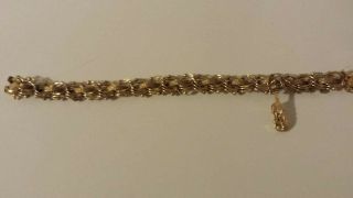 Vintage 14 Kt.  Solid Yellow Gold Bracelet W/ Safety Clasp And 14kt.  Gold Charm