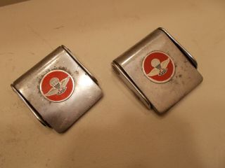 Vintage Pair Irving Irvin Air Chute Ic - 5000 Seat Belt Buckles Winged Parachute