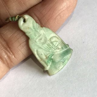 Small Vintage Carved Chinese Jade Jadeite Buddha Pendant Charm