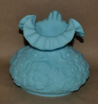 Vintage Fenton Light Blue Satin Glass Poppy Student Lamp Shade Ruffled