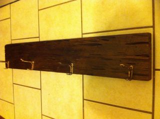 36 " Antique Reclaimed Pecky Cypress Wood Coat Rack With Old Twisted Wire Hooks