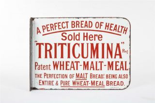 Vintage C1890 " Triticumina " Wheat Meal Bread Double Sided Enamel Sign
