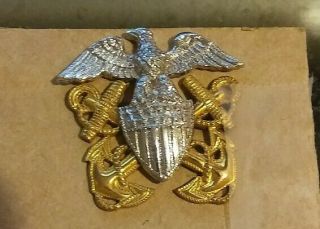 Wwii Us Navy Officer Hat Insignia Overseas Cap Badge 3