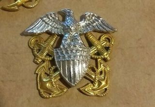Wwii Us Navy Officer Hat Insignia Overseas Cap Badge 1