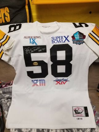 Rare Jack Lambert Autographed/signed Hall Of Fame Superbowl Stitched Jersey