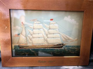 Vintage Italian Hand Painting Of Ship/the Edisto 1851