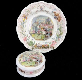 Vintage Royal Doulton England Brambly Hedge The Birthday Plate & Covered Box