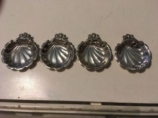 4 Lunt Sterling Silver 3” Butter Pats,  Nut Or Dishes