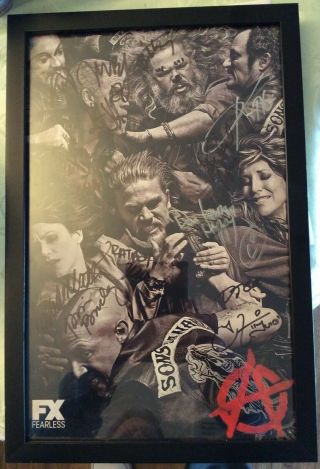 2014 Sdcc Sons Of Anarchy Cast Signed Poster Auto Are Framed Rare