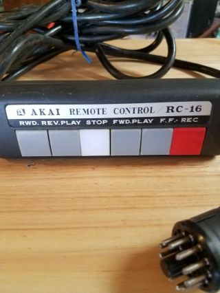 Vtg Akai Remote Control Rc - 16 Akai Tape Recorder Reel To Reel X - 360d Gx - 636d Euc