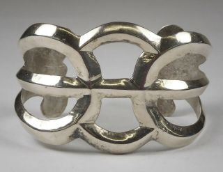 Vintage Southwestern Sandcast Sterling Silver Cuff Bracelet