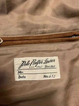 Rare Vintage Polo Ralph Lauren Bleecker Suede Bomber Jacket Sz L 653