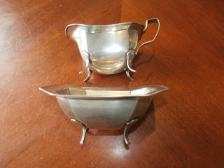 Vintage Antique Sterling Silver Rw&s Wallace Creamer & Sugar Bowl Set
