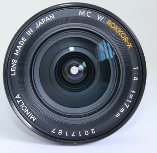 RARE MINOLTA MC W.  ROKKOR - X 17mm f4 17/4 LENS JAPAN 2