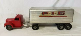 Vintage 1950s Smith Miller Mack Bulldog Semi Cab Tractor Truck & Pie Trailer Toy