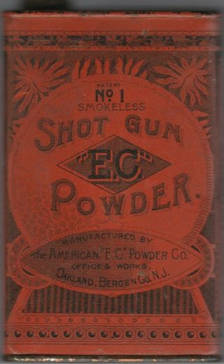 Antique Shot Gun Powder Tin Can E.  C.  Powder Company Empty