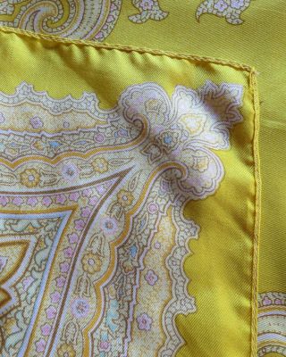 VINTAGE LIBERTY OF LONDON 100 SILK SCARF YELLOW GOLD MULTI PRINT 27 