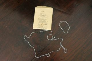 Nos,  Dog Tag Chains Ww2 1944 Us Issue In Gi Package Of 2 Chains,  One