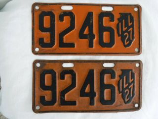 Vintage 1927 4 - Digit Illinois License Plate Set Pair