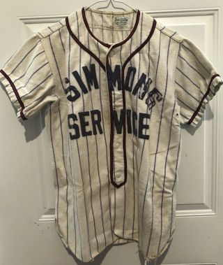 Vtg 50s Wool Flannel Baseball Jersey Mens Uniform Shirt Reeder