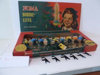 Vintage Noma Biscuit Style Bubble - Lites C6 With Glass Slugs,  Work,  Iob,  1946 (s9