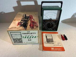 Vintage Triplett Model 64 Solid State Volt - Ohmmeter W/ Box/instructions
