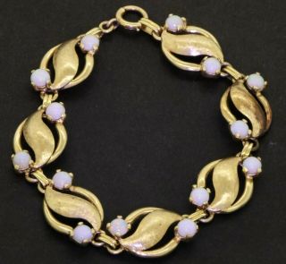 Vintage 14k Gold 3.  50ctw Opal Florentine Finished Link Bracelet