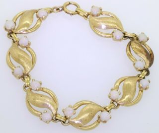 Vintage 14K gold 3.  50CTW opal florentine finished link bracelet 3