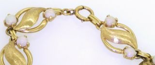 Vintage 14K gold 3.  50CTW opal florentine finished link bracelet 4