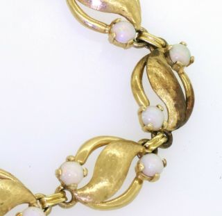 Vintage 14K gold 3.  50CTW opal florentine finished link bracelet 5