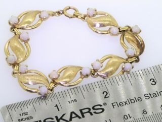 Vintage 14K gold 3.  50CTW opal florentine finished link bracelet 6