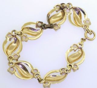 Vintage 14K gold 3.  50CTW opal florentine finished link bracelet 7