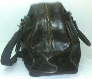 Vintage P ' elle Brown Italian leather Travel Carry on Duffle Duffel Overnight Bag 2