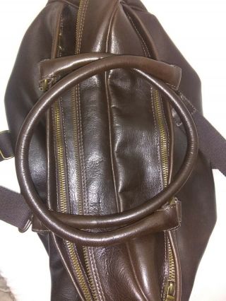 Vintage P ' elle Brown Italian leather Travel Carry on Duffle Duffel Overnight Bag 8