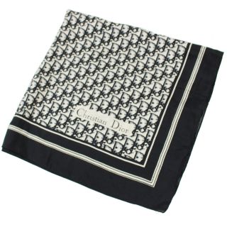 Christian Dior Logos Trotter 100 Silk Handkerchief Black Vintage Authentic P281