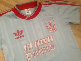 Rare Boys Vintage Liverpool Football Shirt Lfc Away 87/88 Youth Crown Paints
