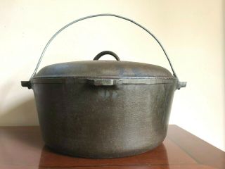 Cast Iron Antique Dutch Oven No 12 Made Usa 13.  5 " Large Pot Farm Kitchen Vintage