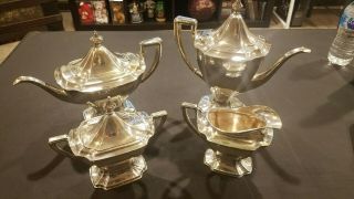 Vintage Heppelwhite 4 Piece Silver Plate Coffee Tea Set,  Pat 1914