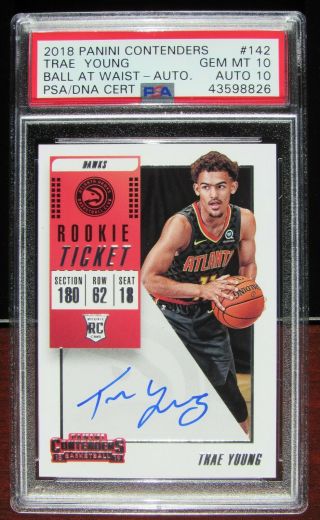 2018 Psa/dna 10/10 Trae Young Contenders Auto/autograph Rc Rookie Card Rare