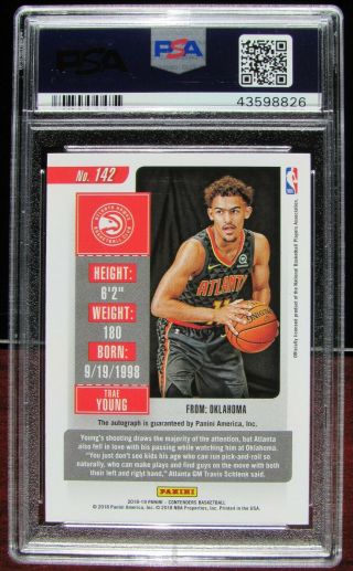 2018 PSA/DNA 10/10 TRAE YOUNG CONTENDERS AUTO/AUTOGRAPH RC ROOKIE CARD RARE 2