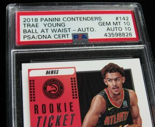 2018 PSA/DNA 10/10 TRAE YOUNG CONTENDERS AUTO/AUTOGRAPH RC ROOKIE CARD RARE 3