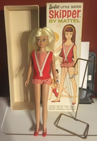 Vintage 1960 ' s Mattel Barbie Skipper PLATINUM Blonde Doll Orig Box No.  0950 VGC 2