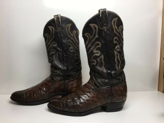 Vtg Mens Tony Lama El Rey Cowboy Brown Boots Size 10.  5 D
