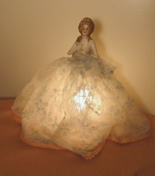 Rare Antique Handmade Bisque Porcelain Figure Figural Doll Electric Table Lamp