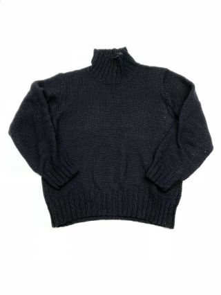 Mens Vintage Ww2 1940s American Red Cross Turtle Neck Wool Sweater Black Erie S