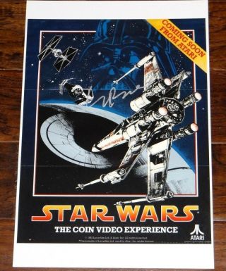 Rare Nolan Bushnell Atari Founder Signed 12x18 Star Wars Poster