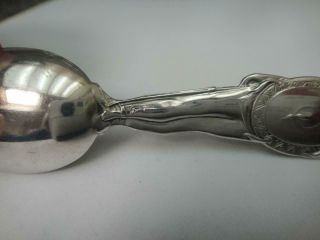 Antique Small Size Sterling Silver Souvenir Spoon Full Figural INDIAN Handle 5